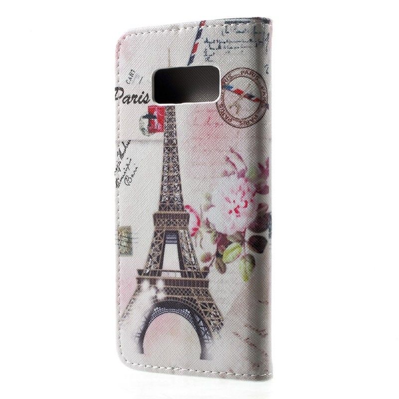 Leren Hoesje Samsung Galaxy S8 Retro Eiffeltoren