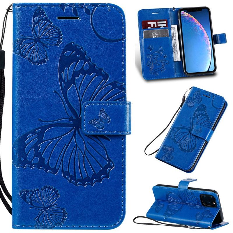 Bescherming Hoesje iPhone 11 Pro Donkerblauw Reuze String Vlinders