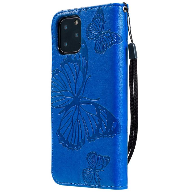 Bescherming Hoesje iPhone 11 Pro Donkerblauw Reuze String Vlinders