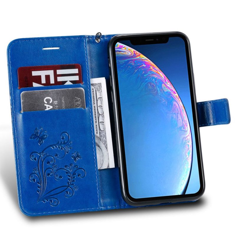 Bescherming Hoesje iPhone 11 Pro Donkerblauw Reuze String Vlinders