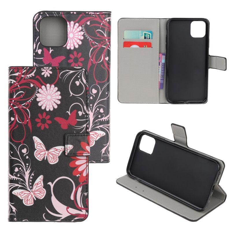 Bescherming Hoesje iPhone 11 Pro Lichtblauw Wit Krankzinnige Vlinders