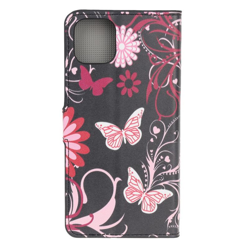 Bescherming Hoesje iPhone 11 Pro Lichtblauw Wit Krankzinnige Vlinders
