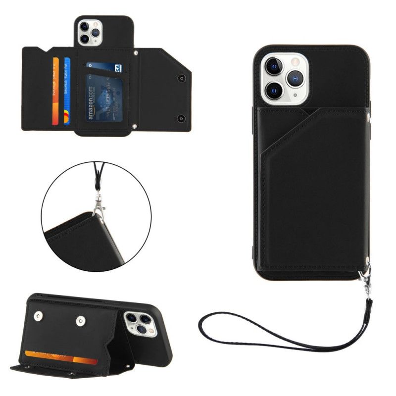 Cover Hoesje iPhone 11 Pro Rood Zwart Telefoonhoesje Handsfree Ondersteuning Voor Meerdere Kaarten