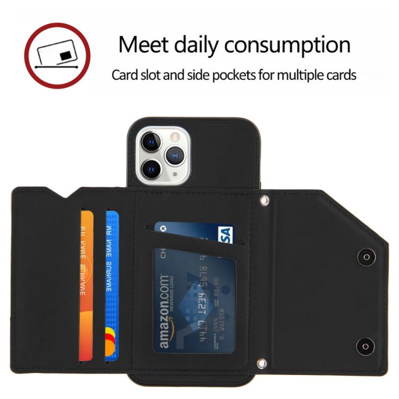 Cover Hoesje iPhone 11 Pro Rood Zwart Telefoonhoesje Handsfree Ondersteuning Voor Meerdere Kaarten