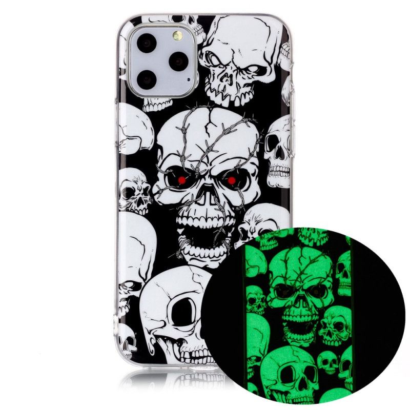 Cover Hoesje iPhone 11 Pro Telefoonhoesje Aandacht Fluorescerende Schedels