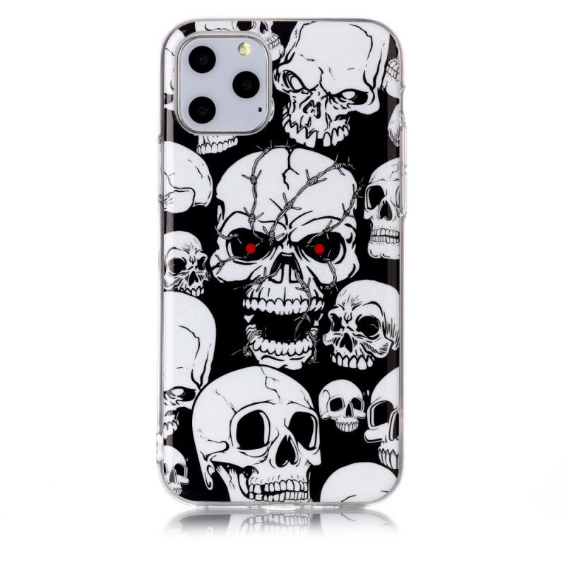 Cover Hoesje iPhone 11 Pro Telefoonhoesje Aandacht Fluorescerende Schedels
