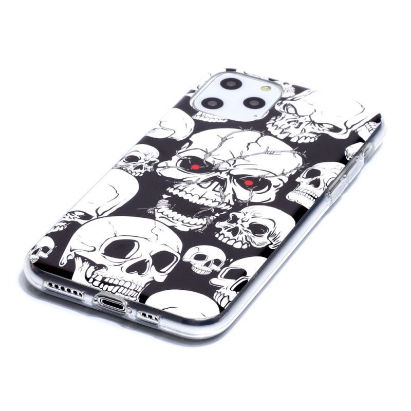 Cover Hoesje iPhone 11 Pro Telefoonhoesje Aandacht Fluorescerende Schedels