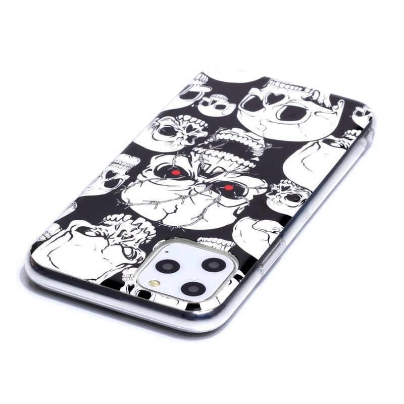 Cover Hoesje iPhone 11 Pro Telefoonhoesje Aandacht Fluorescerende Schedels