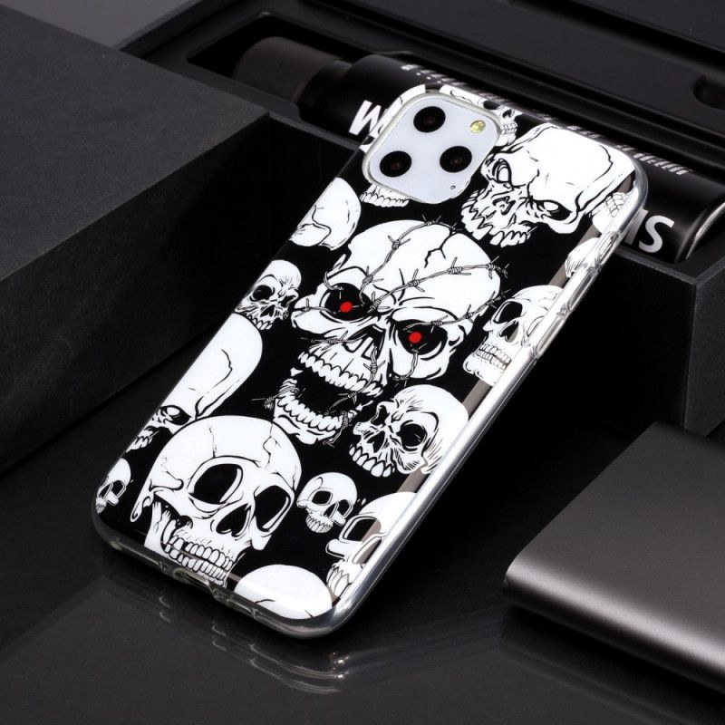 Cover Hoesje iPhone 11 Pro Telefoonhoesje Aandacht Fluorescerende Schedels