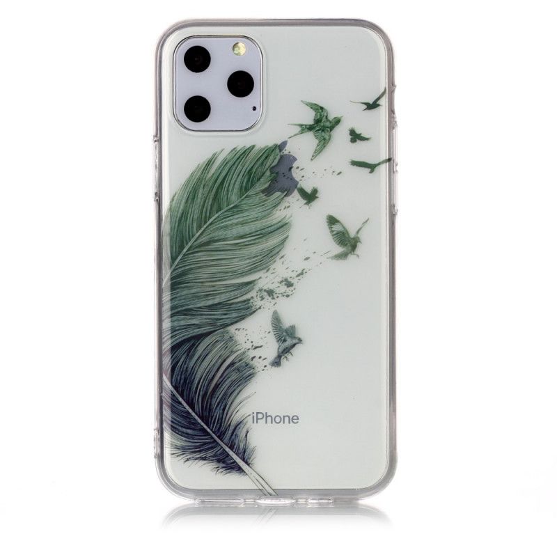 Cover Hoesje iPhone 11 Pro Telefoonhoesje Transparant Gekleurde Veer