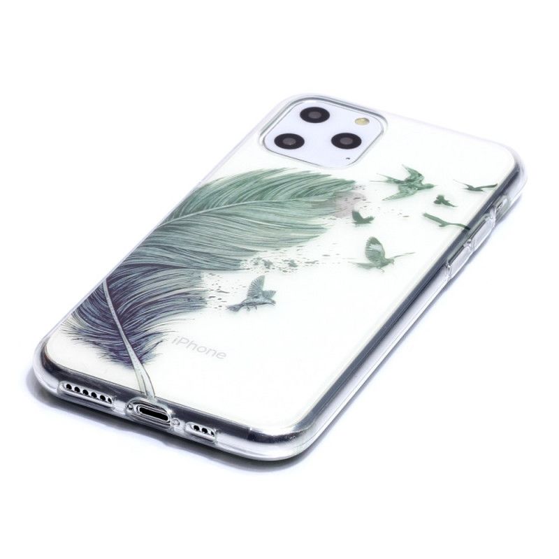 Cover Hoesje iPhone 11 Pro Telefoonhoesje Transparant Gekleurde Veer