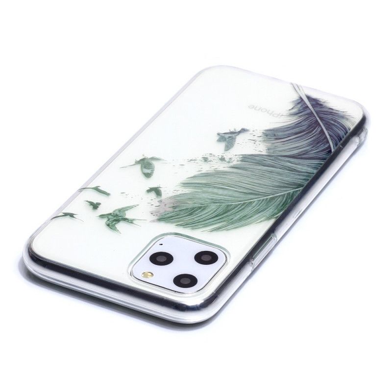 Cover Hoesje iPhone 11 Pro Telefoonhoesje Transparant Gekleurde Veer