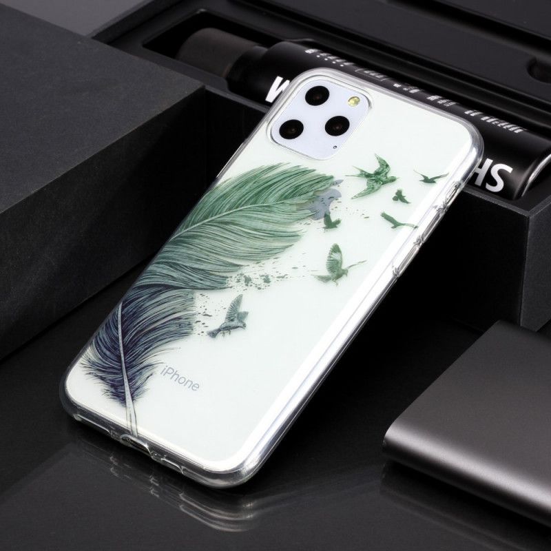 Cover Hoesje iPhone 11 Pro Telefoonhoesje Transparant Gekleurde Veer