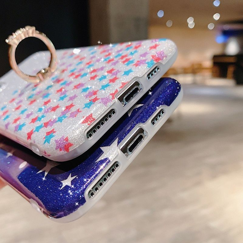 Cover Hoesje iPhone 11 Pro Zilver Telefoonhoesje Ster Glitter Ringhouder