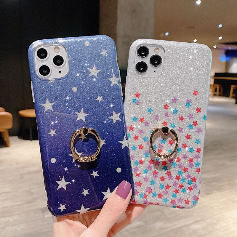 Cover Hoesje iPhone 11 Pro Zilver Telefoonhoesje Ster Glitter Ringhouder