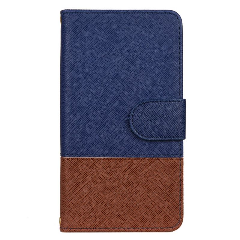 Flip Case Leren iPhone 11 Pro Donkerblauw Tweekleurig Kunstleer