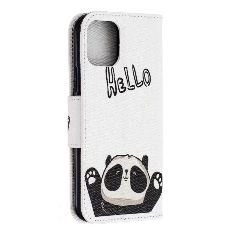 Flip Case Leren iPhone 11 Pro Hallo Panda