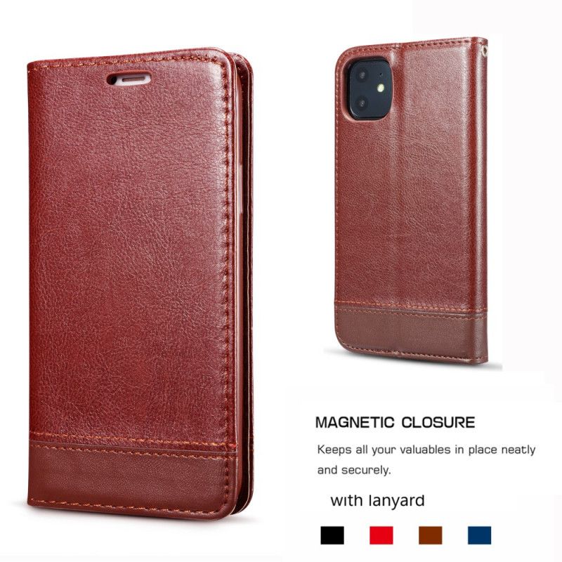 Folio-hoesje iPhone 11 Pro Rood Zwart Enkele Naad