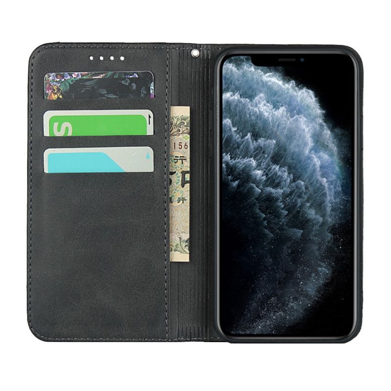 Folio-hoesje iPhone 11 Pro Rood Zwart Tweekleurig Leereffect Met Riem