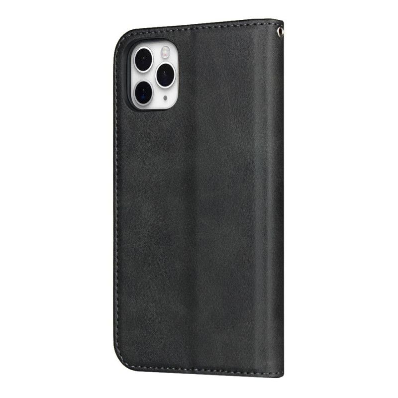 Folio-hoesje iPhone 11 Pro Rood Zwart Tweekleurig Leereffect Met Riem
