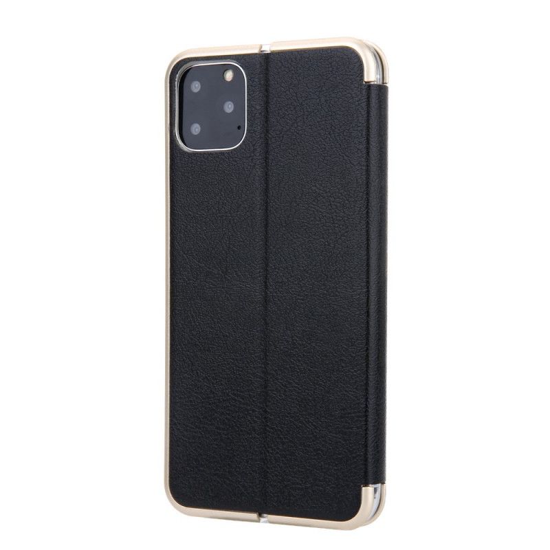 Folio-hoesje voor iPhone 11 Pro Grijs Zwart Cmai Imitatieleer 2 Metalen Randen
