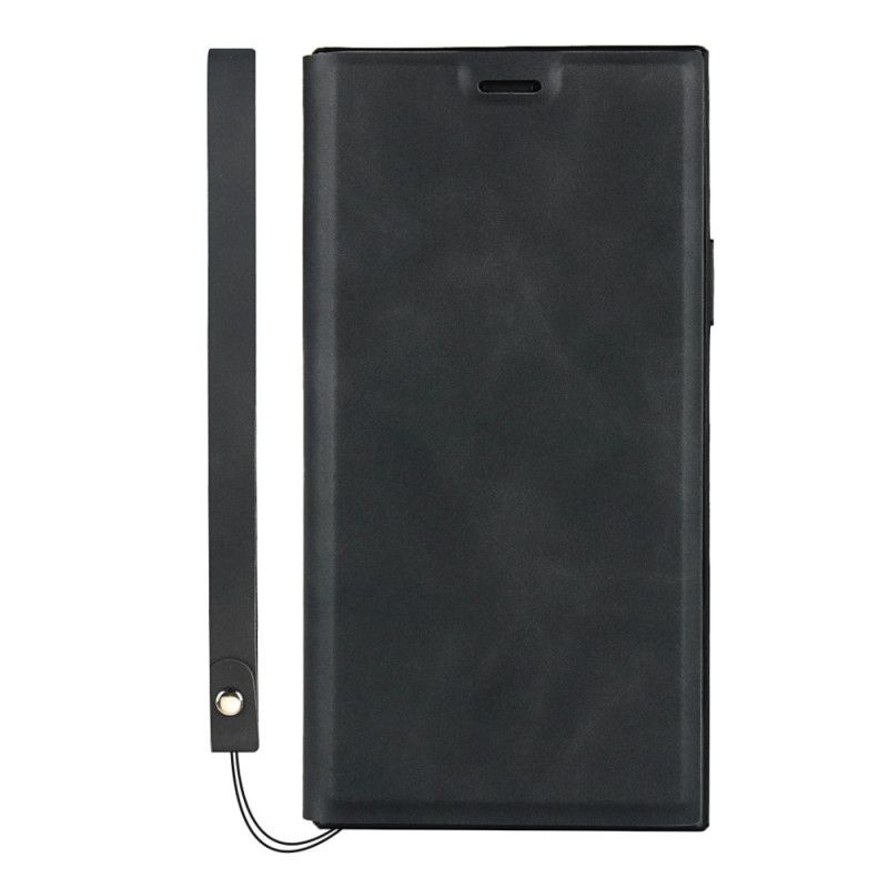 Folio-hoesje voor iPhone 11 Pro Grijs Zwart Zijdezachte Leerstijl