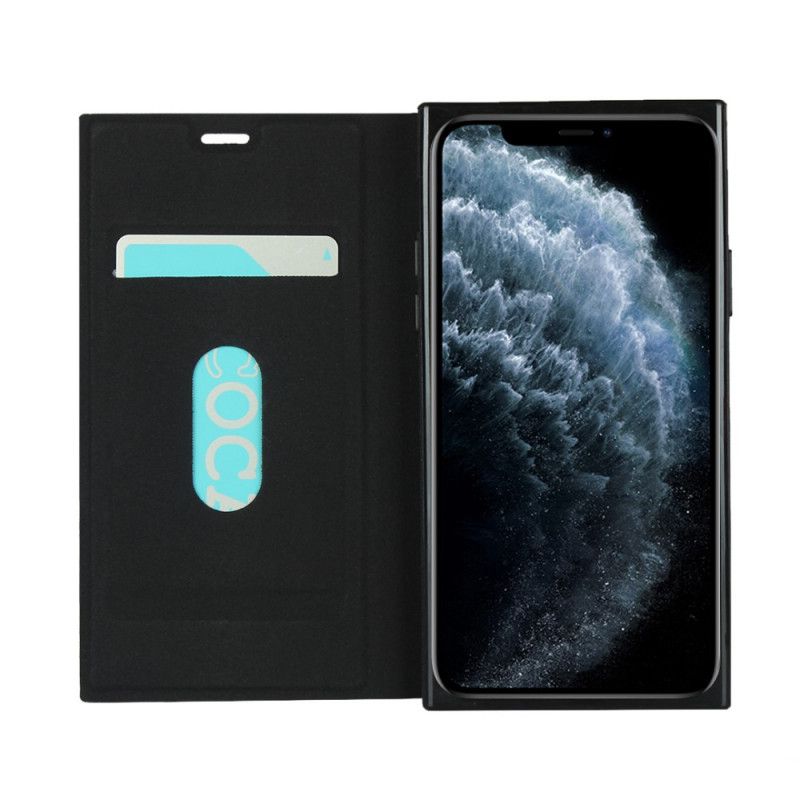 Folio-hoesje voor iPhone 11 Pro Grijs Zwart Zijdezachte Leerstijl