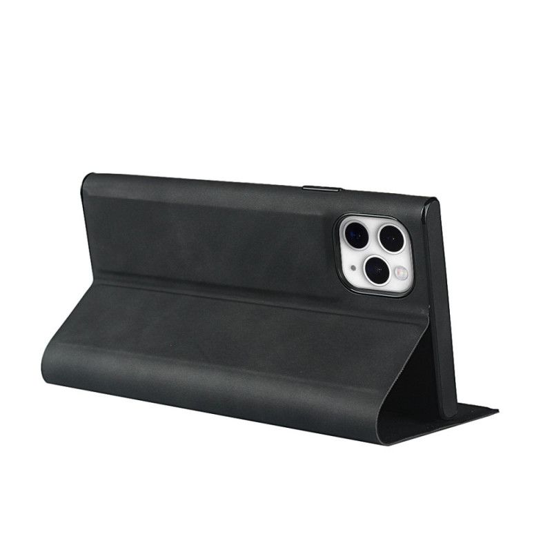 Folio-hoesje voor iPhone 11 Pro Grijs Zwart Zijdezachte Leerstijl