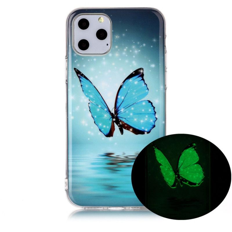 Hoesje iPhone 11 Pro Fluorescerende Blauwe Vlinder