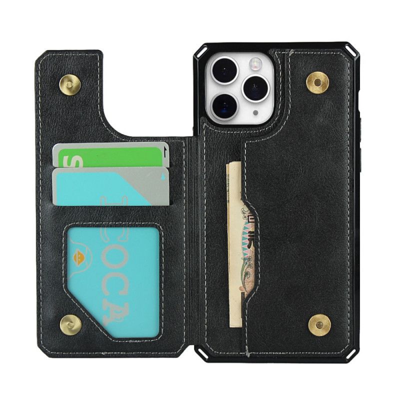 Hoesje iPhone 11 Pro Grijs Zwart Multifunctioneel Met Riem