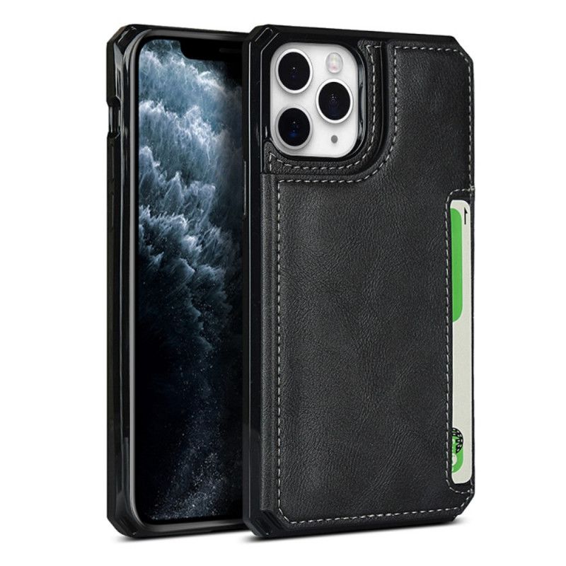 Hoesje iPhone 11 Pro Grijs Zwart Multifunctioneel Met Riem