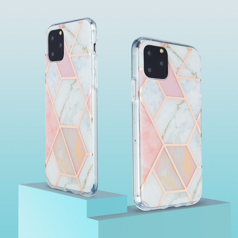 Hoesje iPhone 11 Pro Groen Roze Flitsend Geometrisch Marmer