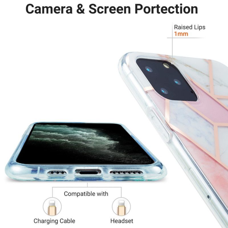 Hoesje iPhone 11 Pro Groen Roze Flitsend Geometrisch Marmer
