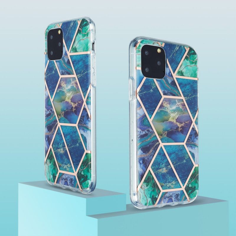 Hoesje iPhone 11 Pro Groen Roze Flitsend Geometrisch Marmer