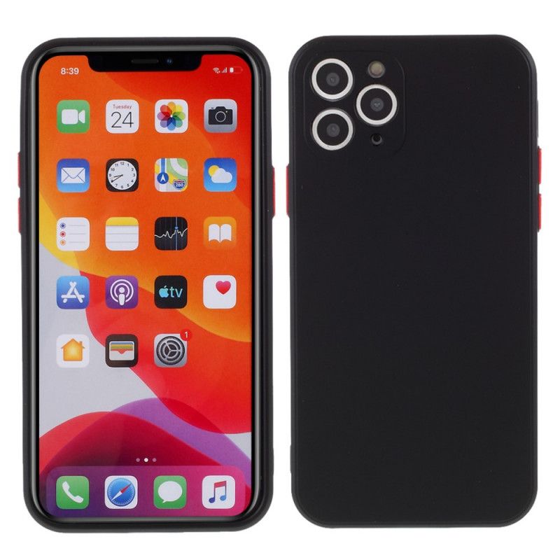 Hoesje iPhone 11 Pro Rood Zwart Flexibele Siliconen Gekleurde Knopen