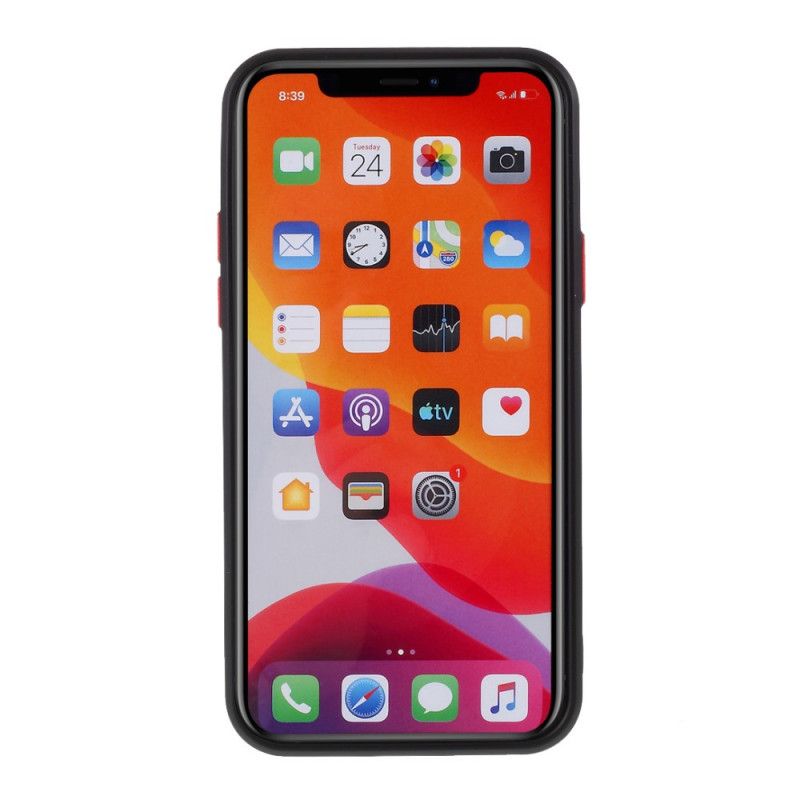 Hoesje iPhone 11 Pro Rood Zwart Flexibele Siliconen Gekleurde Knopen
