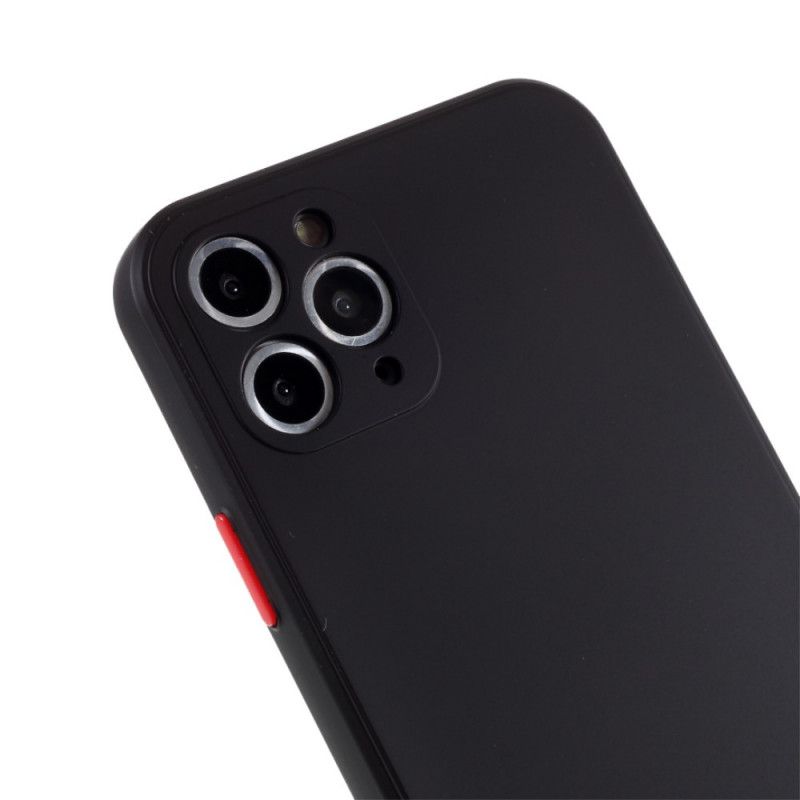 Hoesje iPhone 11 Pro Rood Zwart Flexibele Siliconen Gekleurde Knopen