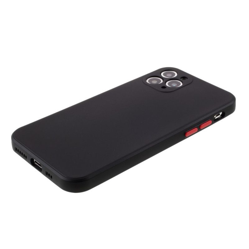 Hoesje iPhone 11 Pro Rood Zwart Flexibele Siliconen Gekleurde Knopen