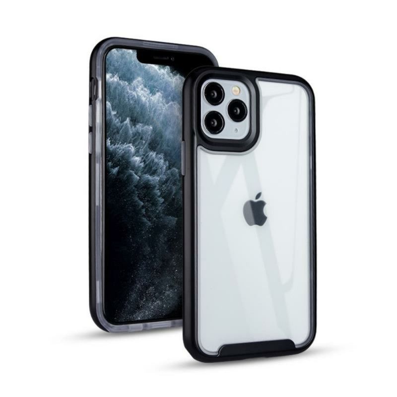 Hoesje iPhone 11 Pro Rood Zwart Hybride Met Gekleurde Randen