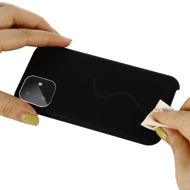 Hoesje iPhone 11 Pro Rood Zwart Vloeibare Siliconen