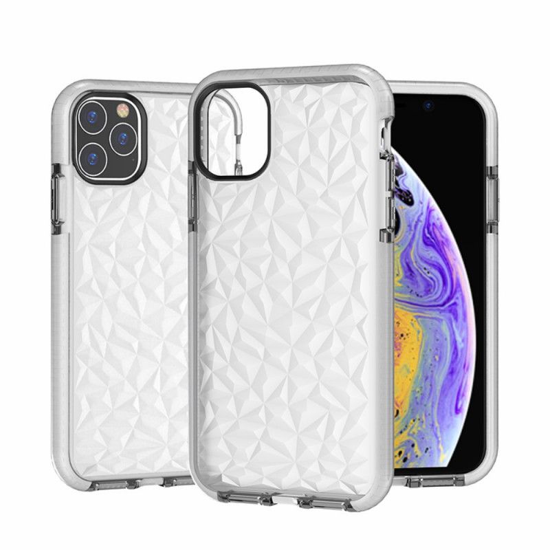 Hoesje iPhone 11 Pro Roze Zwart Transparante Diamanttextuur