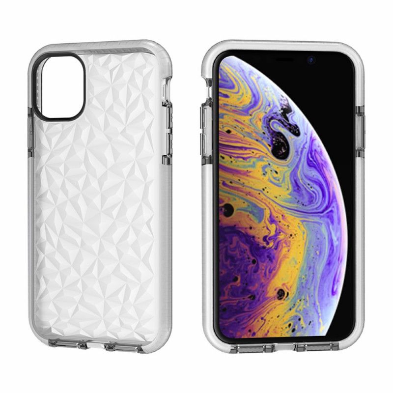 Hoesje iPhone 11 Pro Roze Zwart Transparante Diamanttextuur