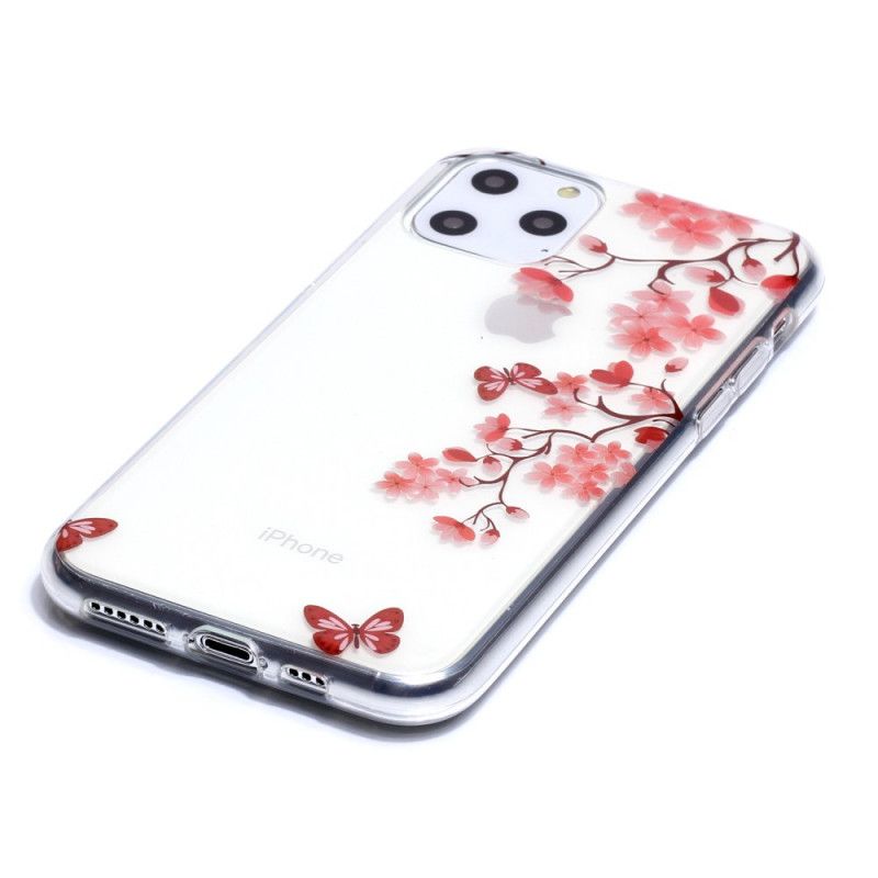 Hoesje iPhone 11 Pro Transparante Tak Met Vlinders