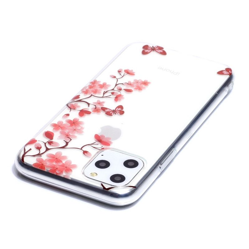 Hoesje iPhone 11 Pro Transparante Tak Met Vlinders