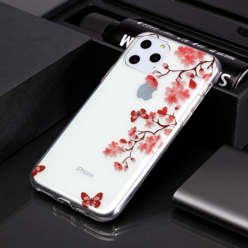 Hoesje iPhone 11 Pro Transparante Tak Met Vlinders