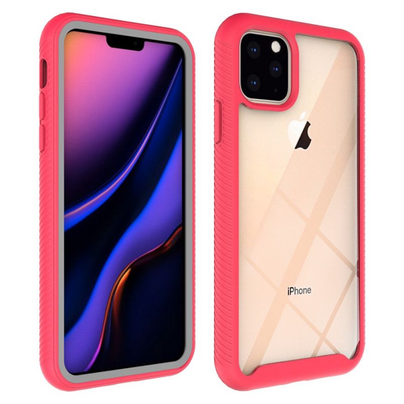 Hoesje iPhone 11 Pro Wit Zwart Hybride Flitsrandontwerp