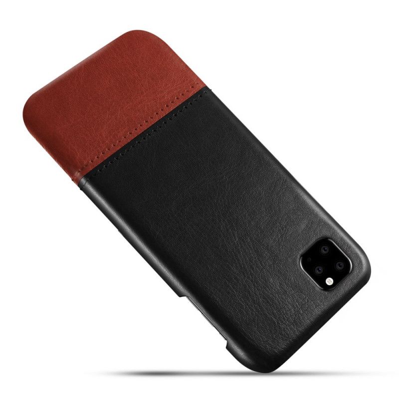 Hoesje iPhone 11 Pro Zwart Ksq Tweekleurig Leereffect