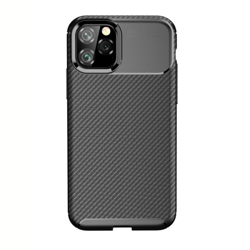 Hoesje voor iPhone 11 Pro Donkerblauw Zwart Flexibele Koolstofvezeltextuur