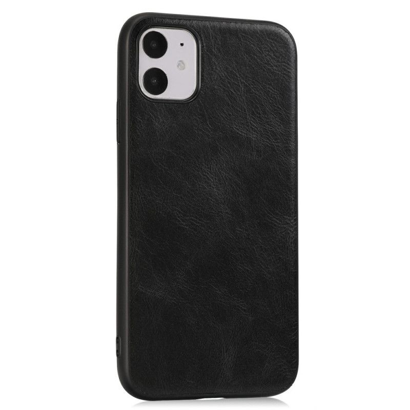 Hoesje voor iPhone 11 Pro Grijs Zwart Elegant Leereffect
