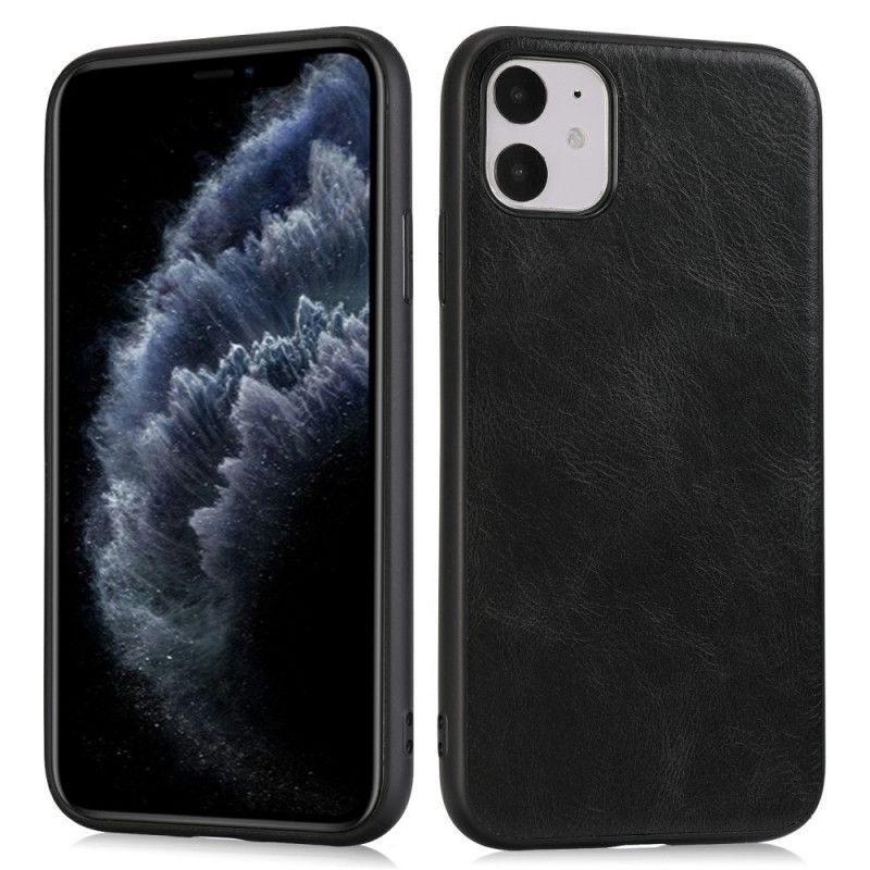 Hoesje voor iPhone 11 Pro Grijs Zwart Elegant Leereffect
